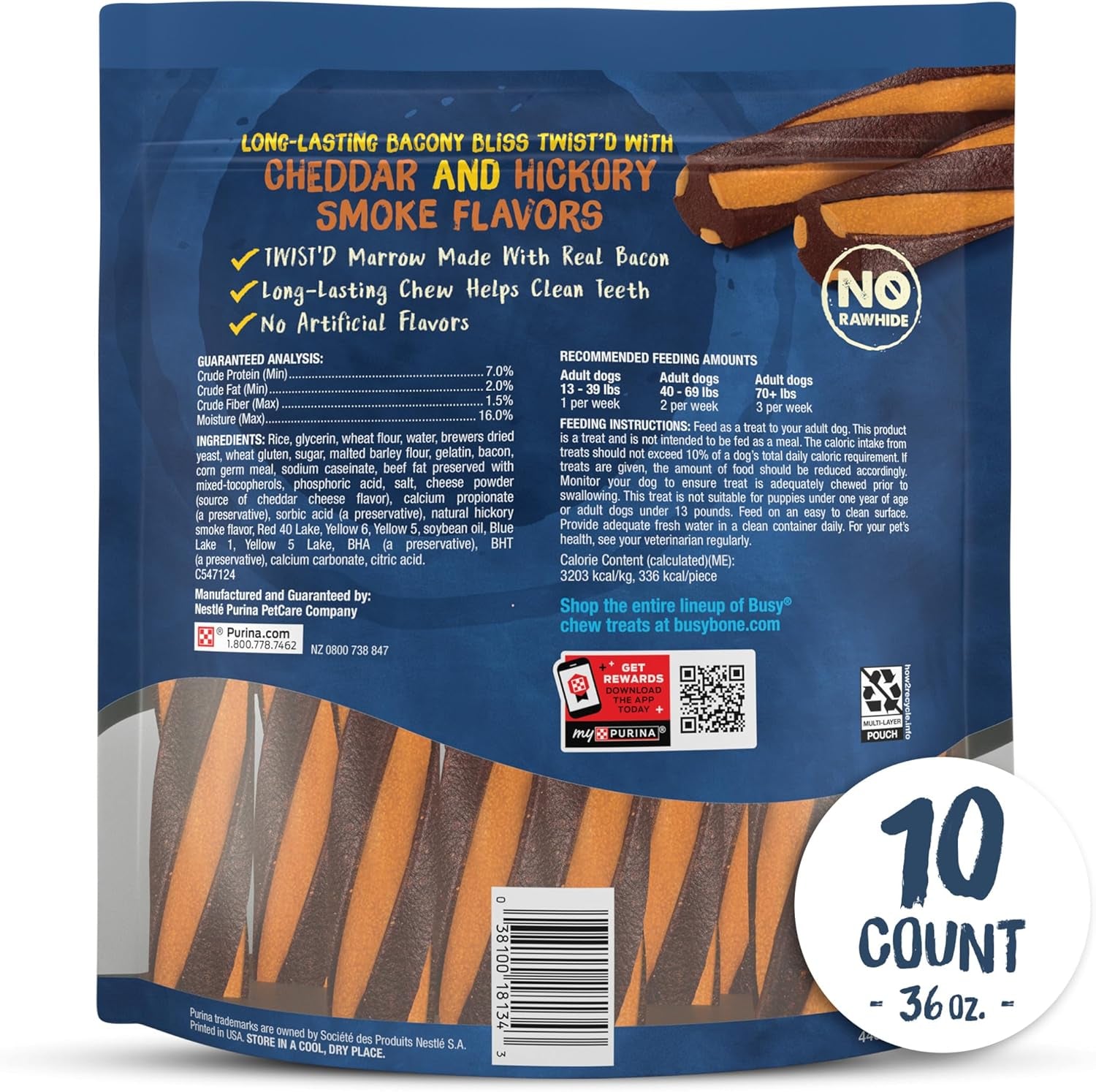 Purina Busy with Beggin’ Twist’D Cheddar and Hickory Smoke Flavors Adult Dog Treat - 10 Ct. Pouch