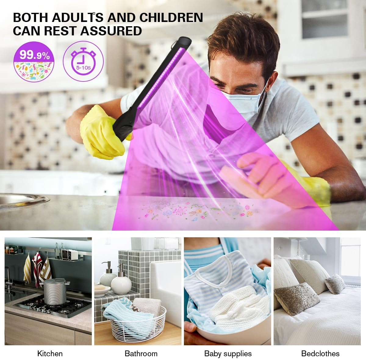 UV Light Sanitizer, Portable UV Light Disinfection Lamp USB Rechargeable Ultraviolet Light Sanitizer for Home Hotel Travel Car UV Light Sanitizer Wand