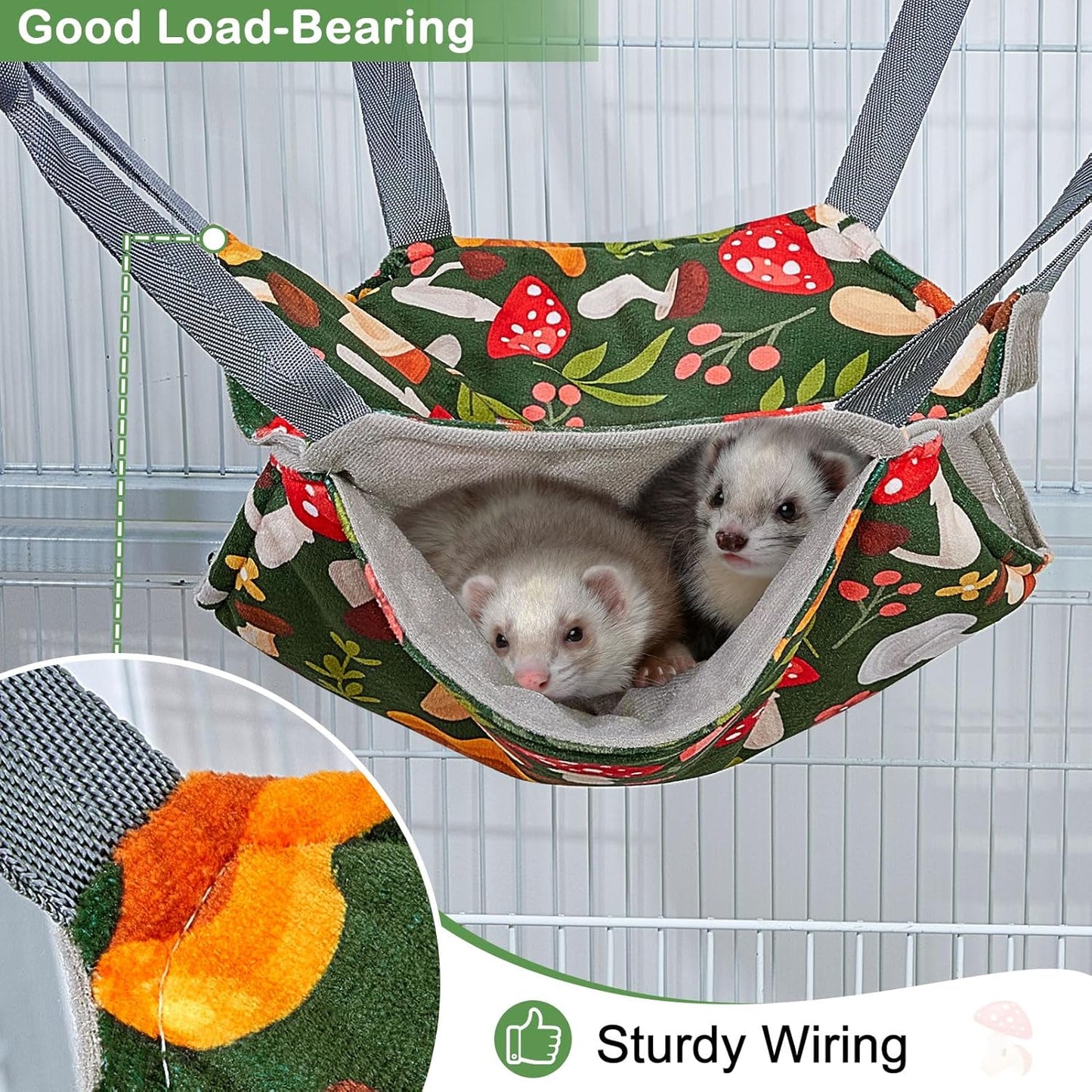 Glittme Ferret Hammock 4 Pack Ferrets Cage Accessories Washable Rat Hammock on Ferrets Cage Soft Guinea Pig Hammocks for Rat, Sugar Glider, Squirrel, Guinea Pig