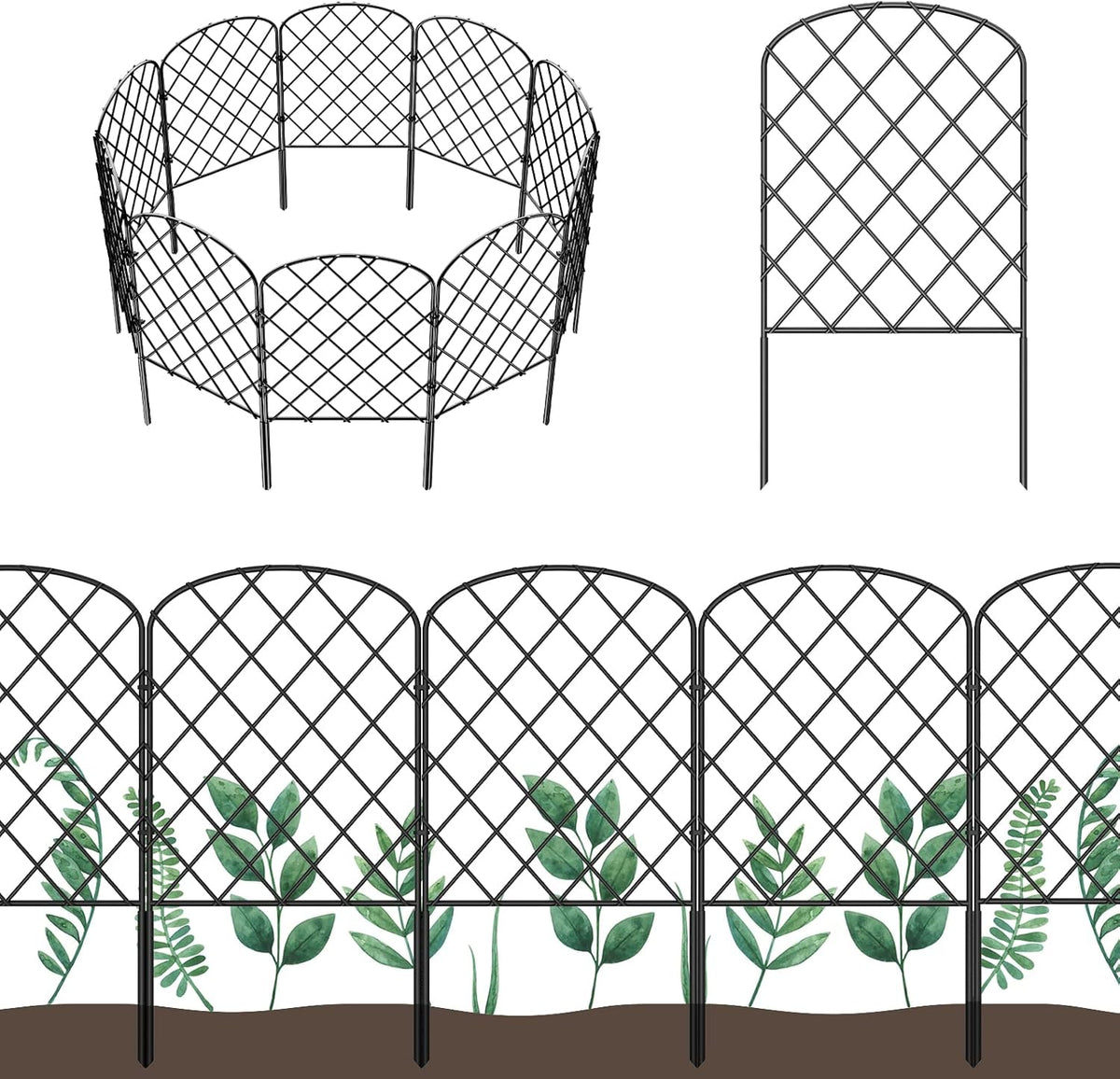 OUSHENG 10 Pack Decorative Garden Fence, Total 10Ft(L) X 24In(H)