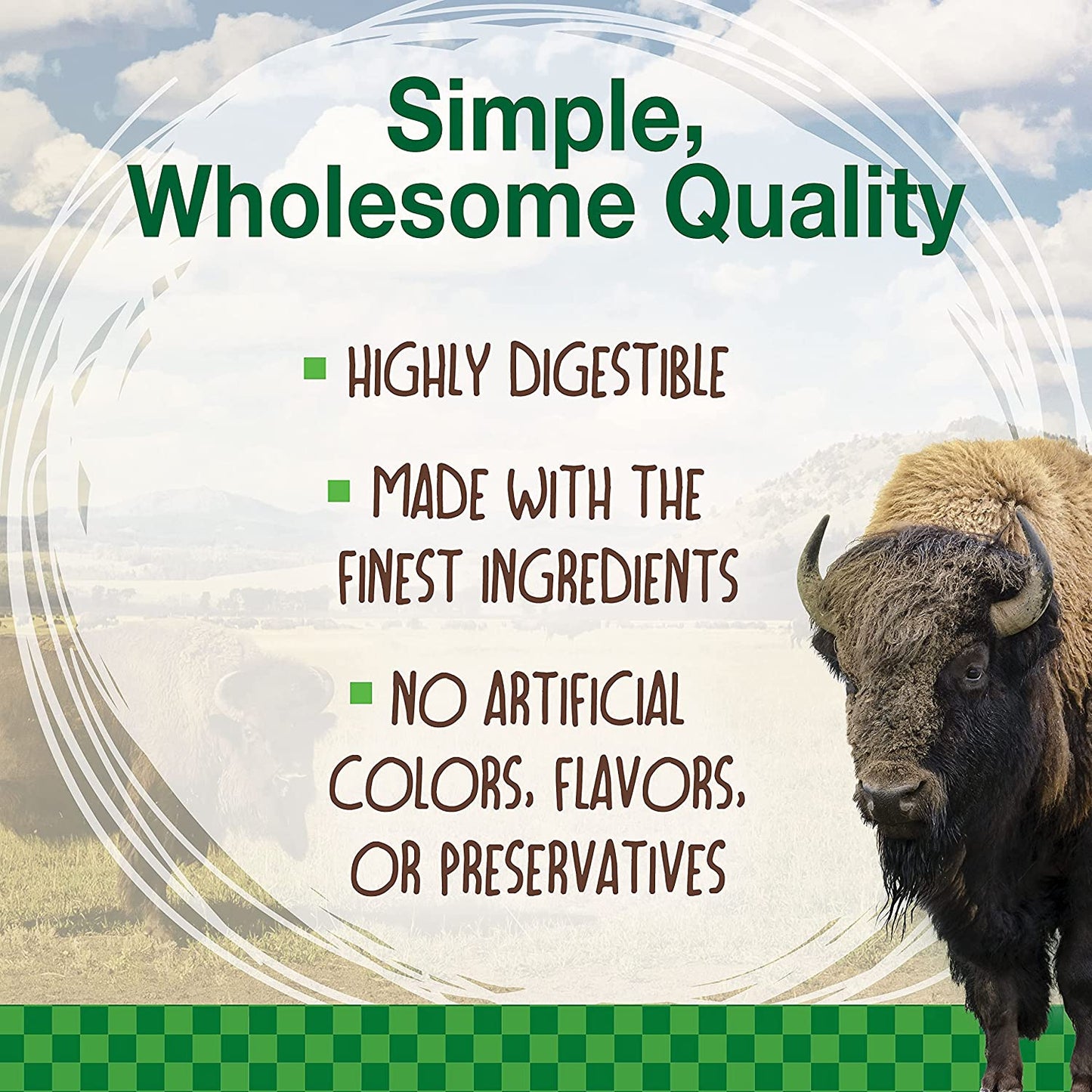 Nylabone Healthy Edibles WILD Natural Dog Chews, Long Lasting Bones for Dogs, Bison Flavor Dog Treats, Medium (2 Count)