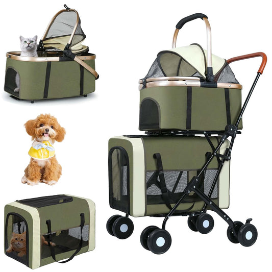 Double Pet Stroller for Dogs and Cats(Green)