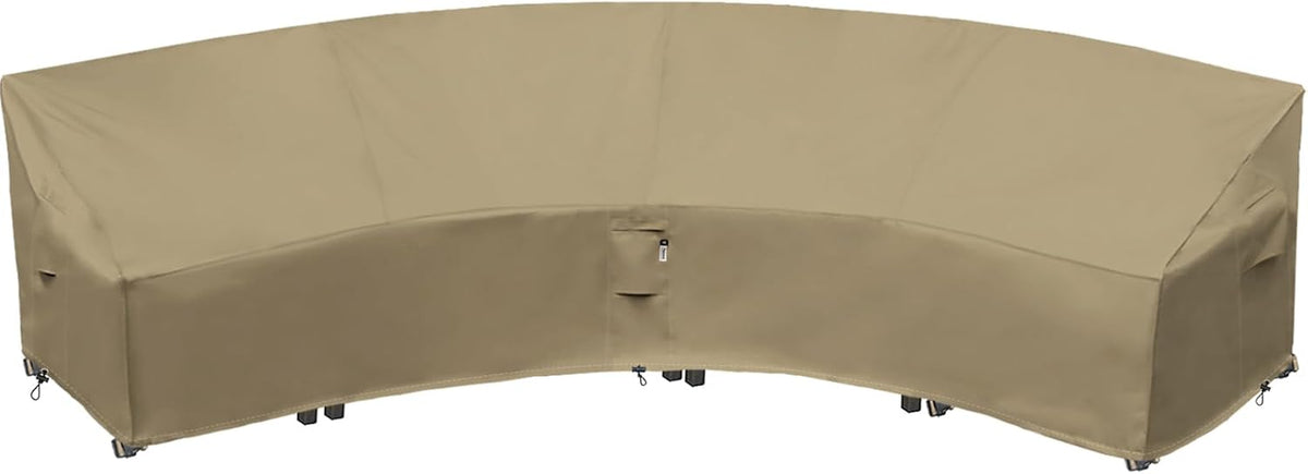 Curved Patio Furniture Cover for Outdoor Sectional Sofa, 190"(128") Reinforced Waterproof 600D Patio Sectional Couch Cover, Half Moon Lawn outside Garden Furniture Winter Protective Cover