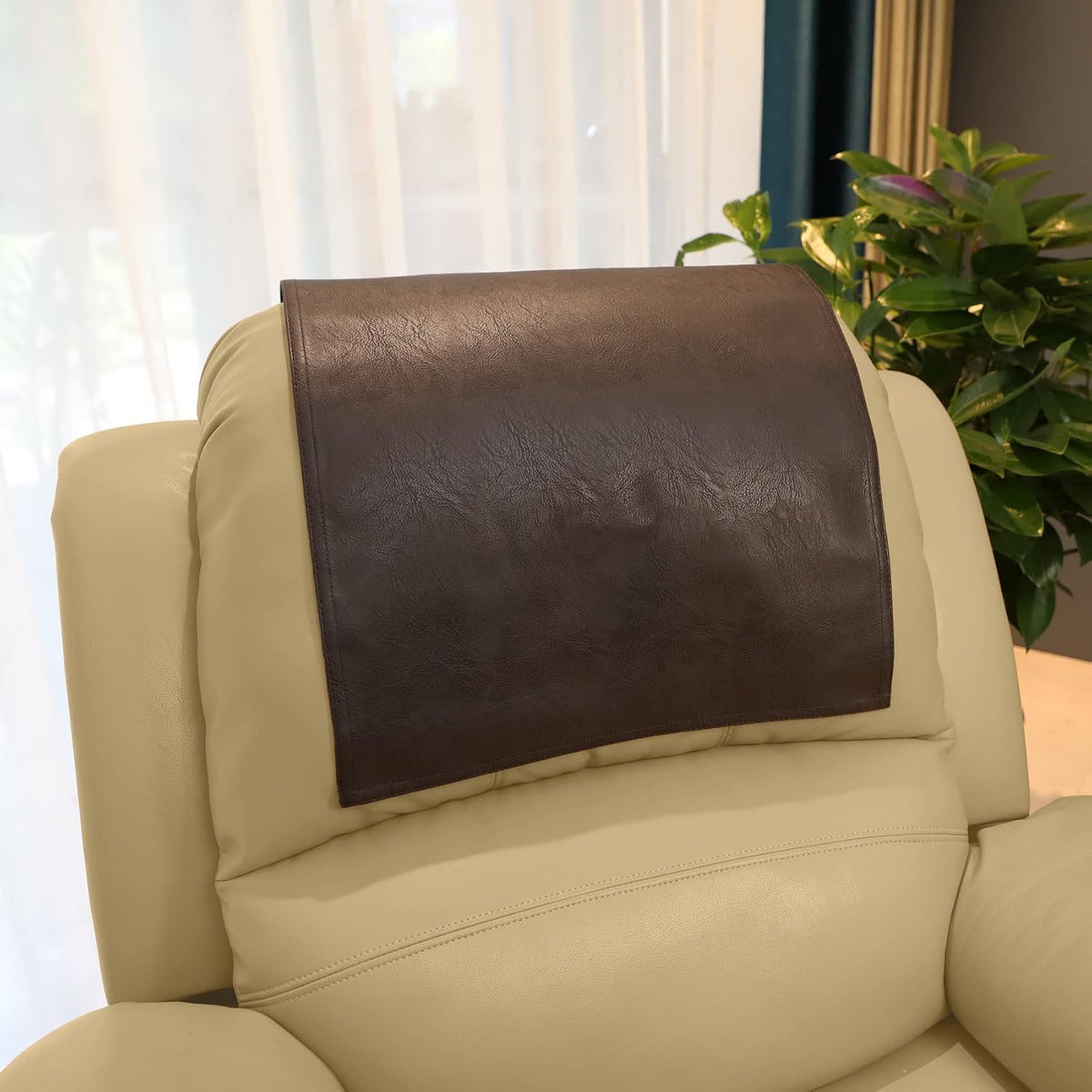 Non-Slip Headrest Cover for Recliner Sofa Theater Seat, Chocolate