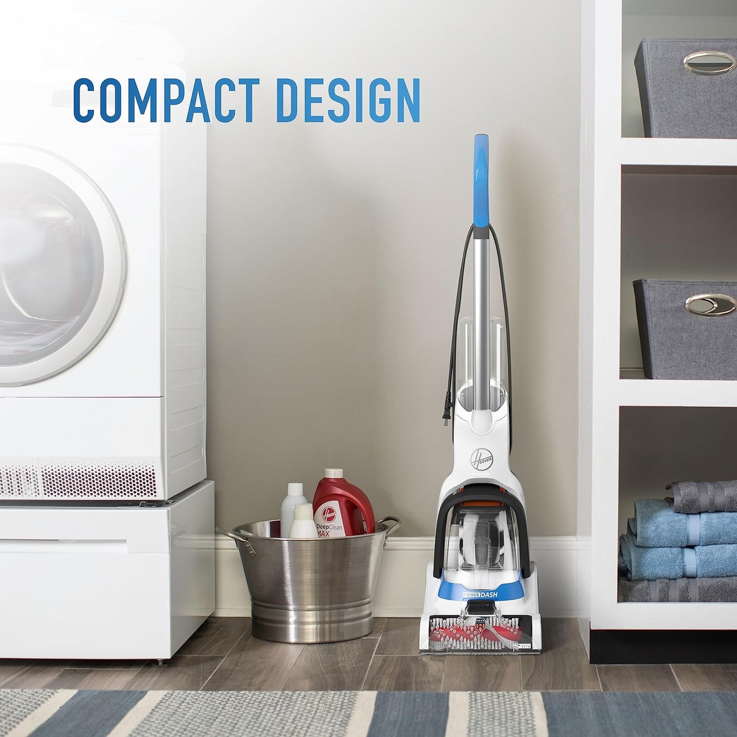 Hoover Powerdash Pet Compact Carpet Cleaner Machine, Lightweight Design, Heatforce Fast Drying, Antimicrobial Brush Roll, Pair with a Hoover Carpet Cleaner Solution