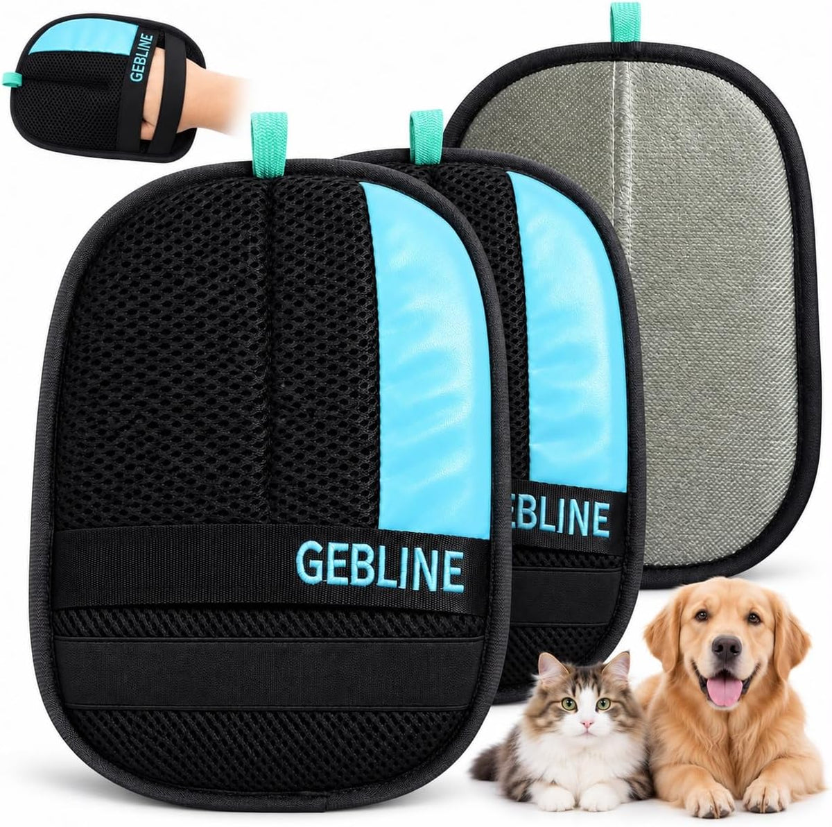 2-Pack Pet Hair Remover Glove, Reusable Electrostatic Dog & Cat Fur Remover for Couch, Furniture, Clothing & Car Seats