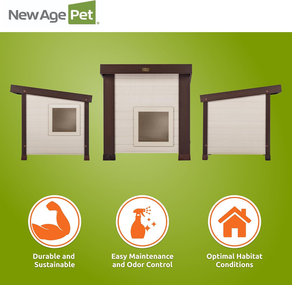 New Age Pet® ECOFLEX® Albany Outdoor Cat House, Maple/Brown