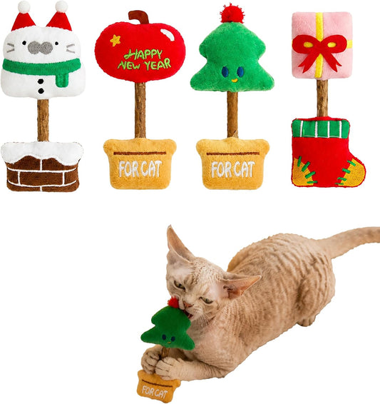 Starsnowe×Christmas Cat Toys,Silvervine Chew Sticks,Stuffed Tree Ornaments