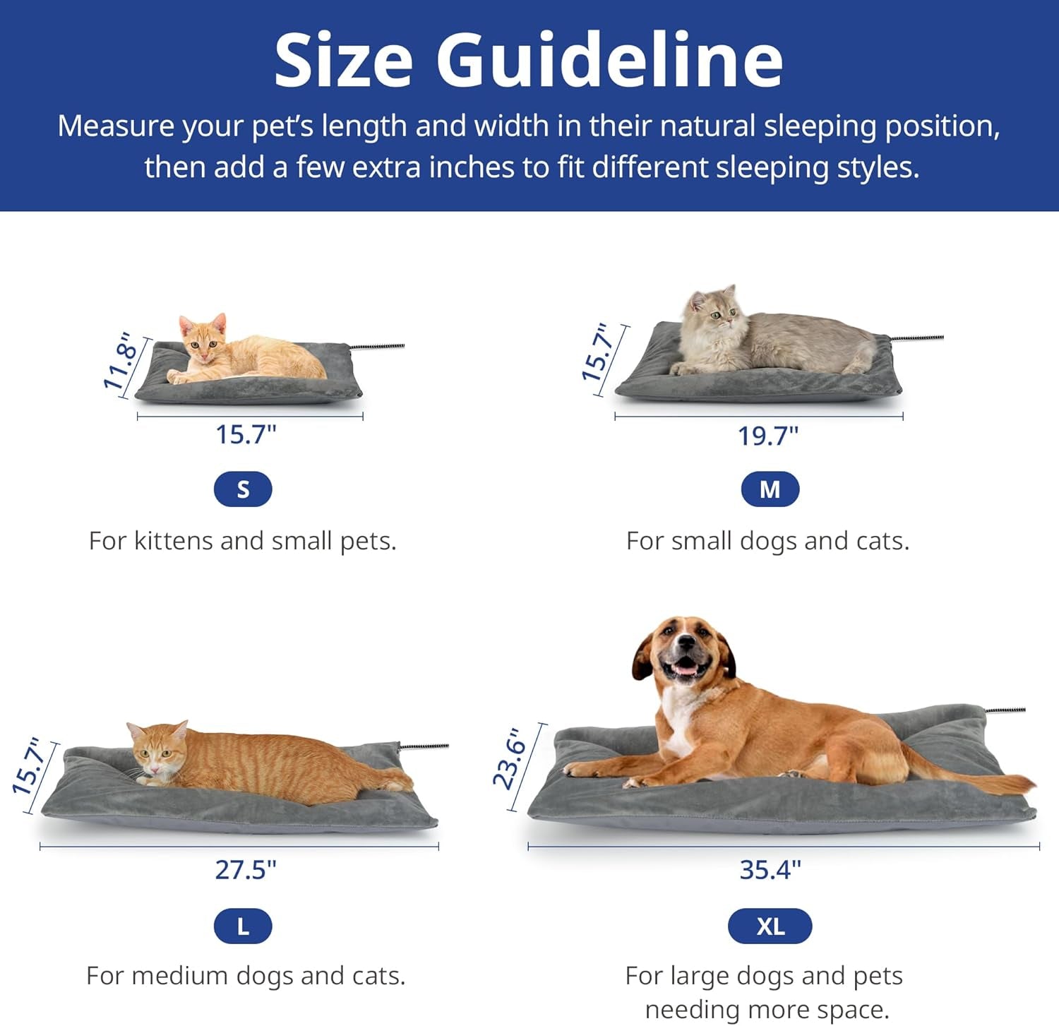 Outdoor Heated Cat Bed, Soft Pet Heating Pad with Steel-Wrapped Cord, outside Pet Warmer for Feral Cats and Dogs, 19.7" X 15.7", 40 Watts