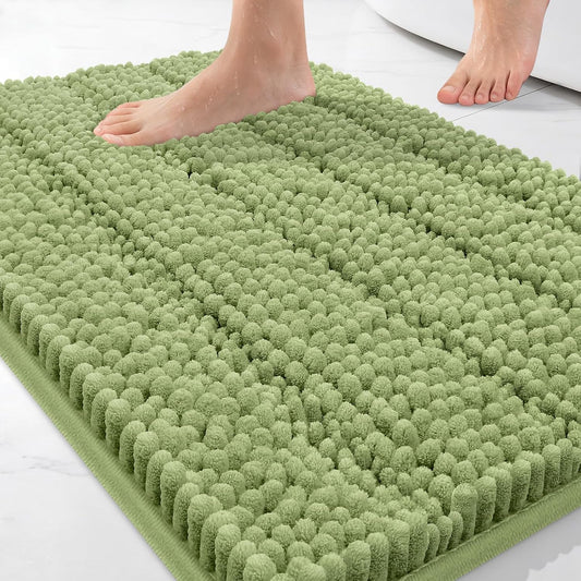 Small Bath Rug Mat,Sage Chenille High Absorbent Bathroom Floor Mats