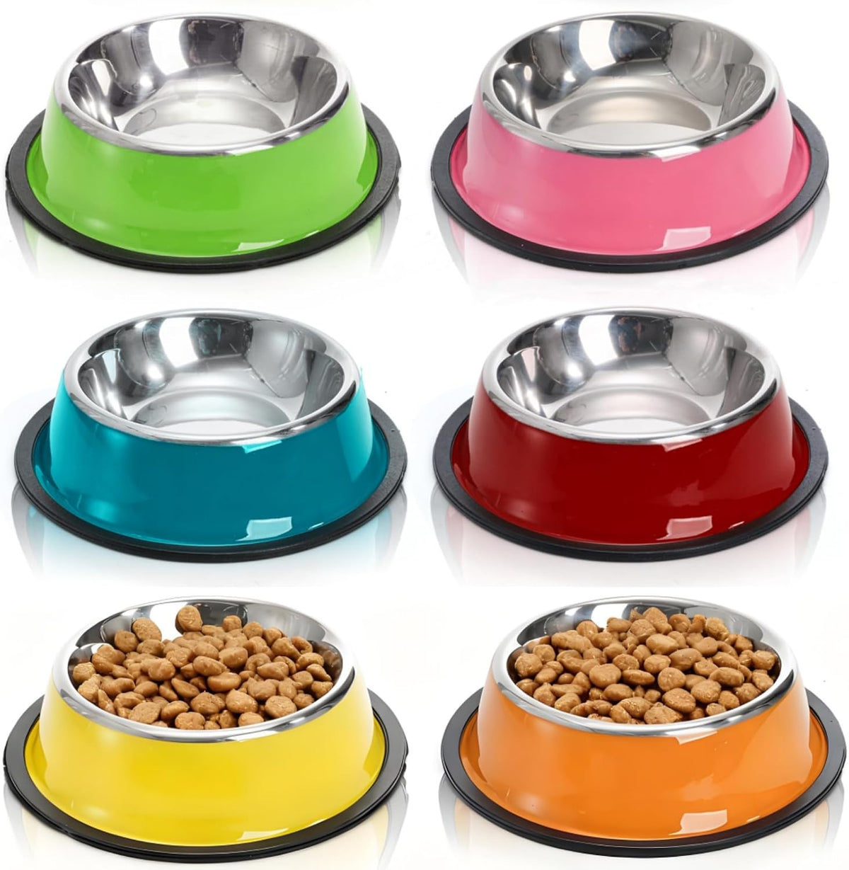 6 Pack 6 Oz Stainless Steel Cat Bowl, for Breeds under 4 LB (XS)