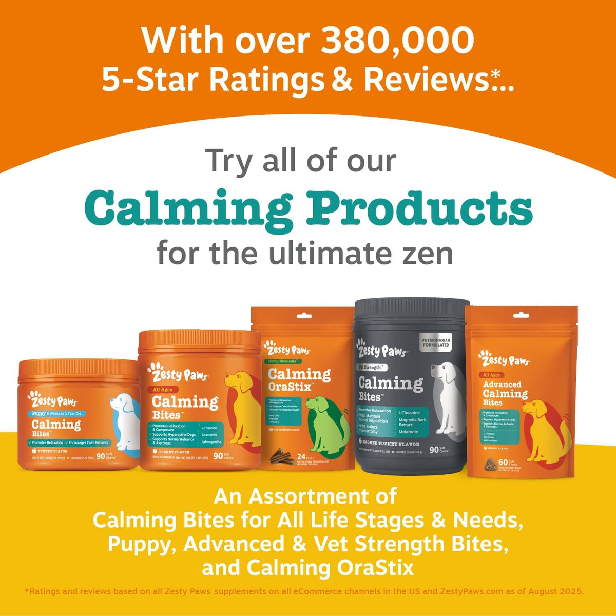 Zesty Paws Vet Strength Calming Chews for Dogs - Dog Calming, 90 Ct