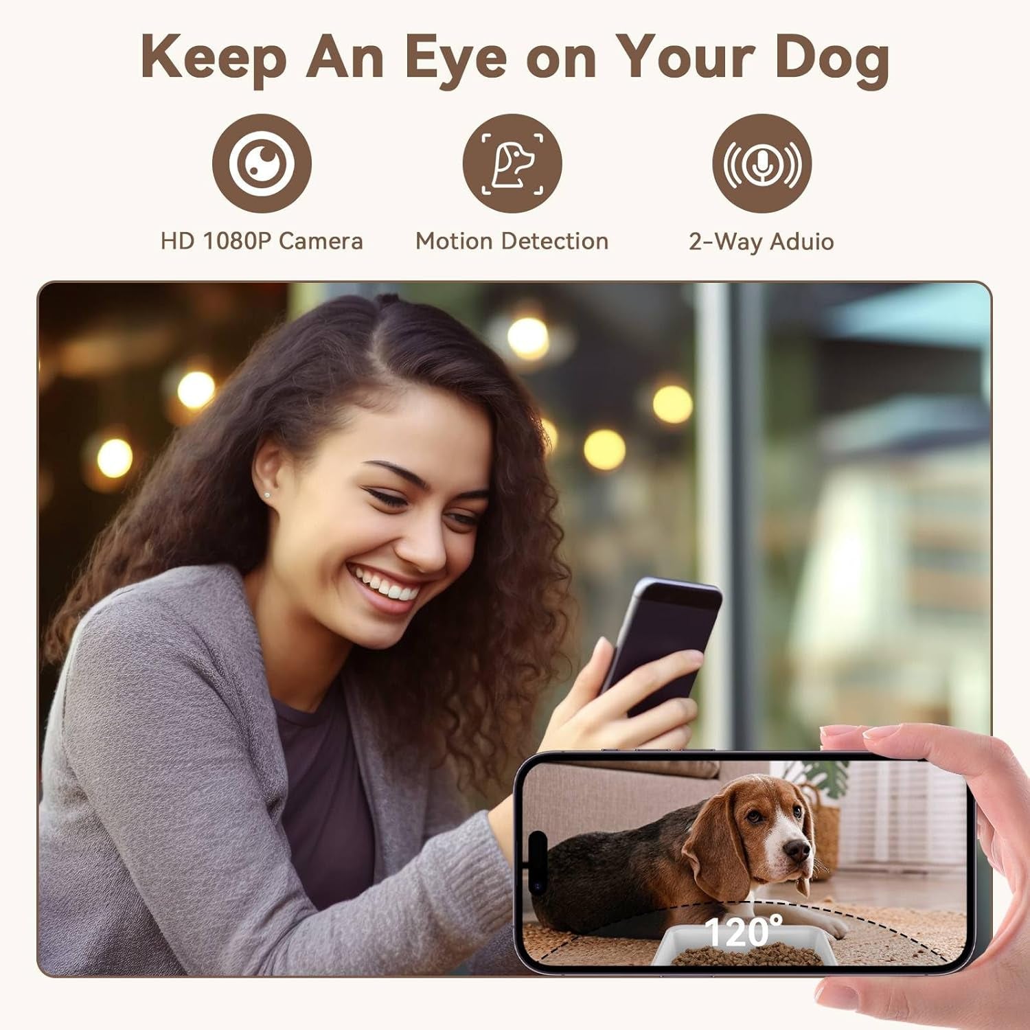 UTCG Automatic Dog Feeder with Camera: 8L/33 Cups 5G Wifi Timed Food Dispenser for Medium Dogs - 1080P HD Night Vision Video Recording 2-Way Audio APP Control