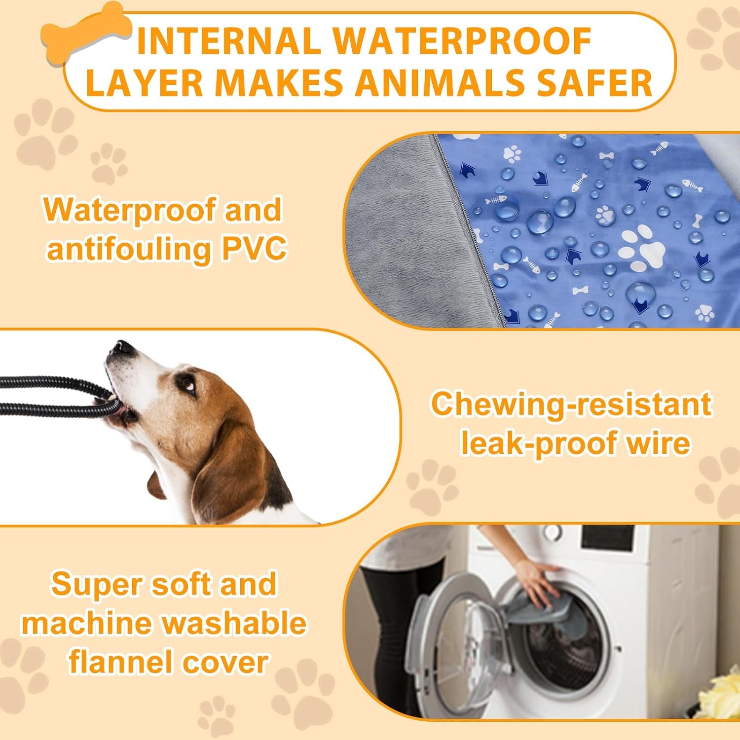Dog Heating Pad 32"*18" for Outdoor Cat, Heated Dog Bed with Adjustable Temperature & Timer, Indoor Warming Waterproof Pet Heating Pad Mat with Chew Resistant Cord, Replacement Cover for Puppy Kitten