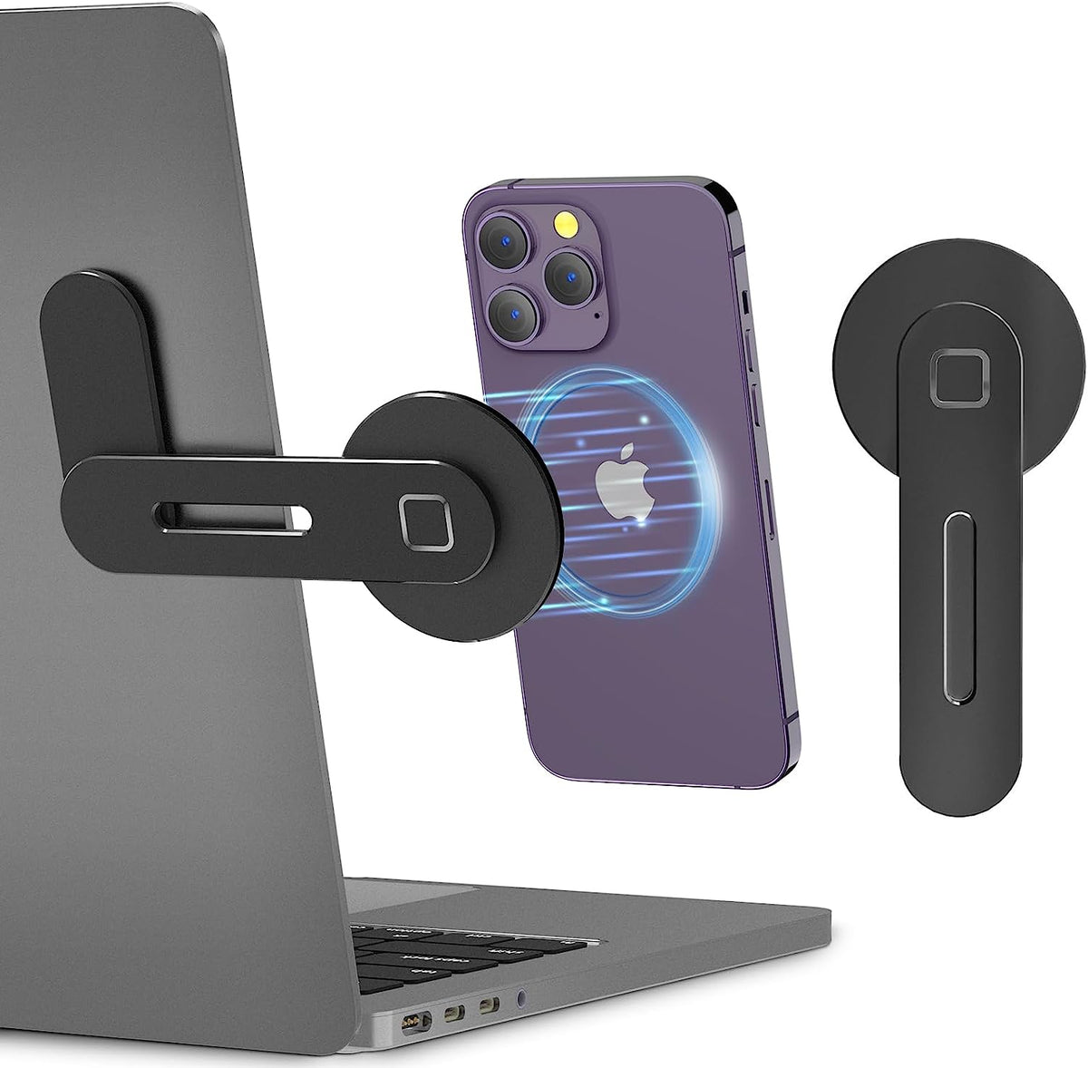 Cloudvalley Adjustable Laptop Stand, Magnetic Phone Holder, Black