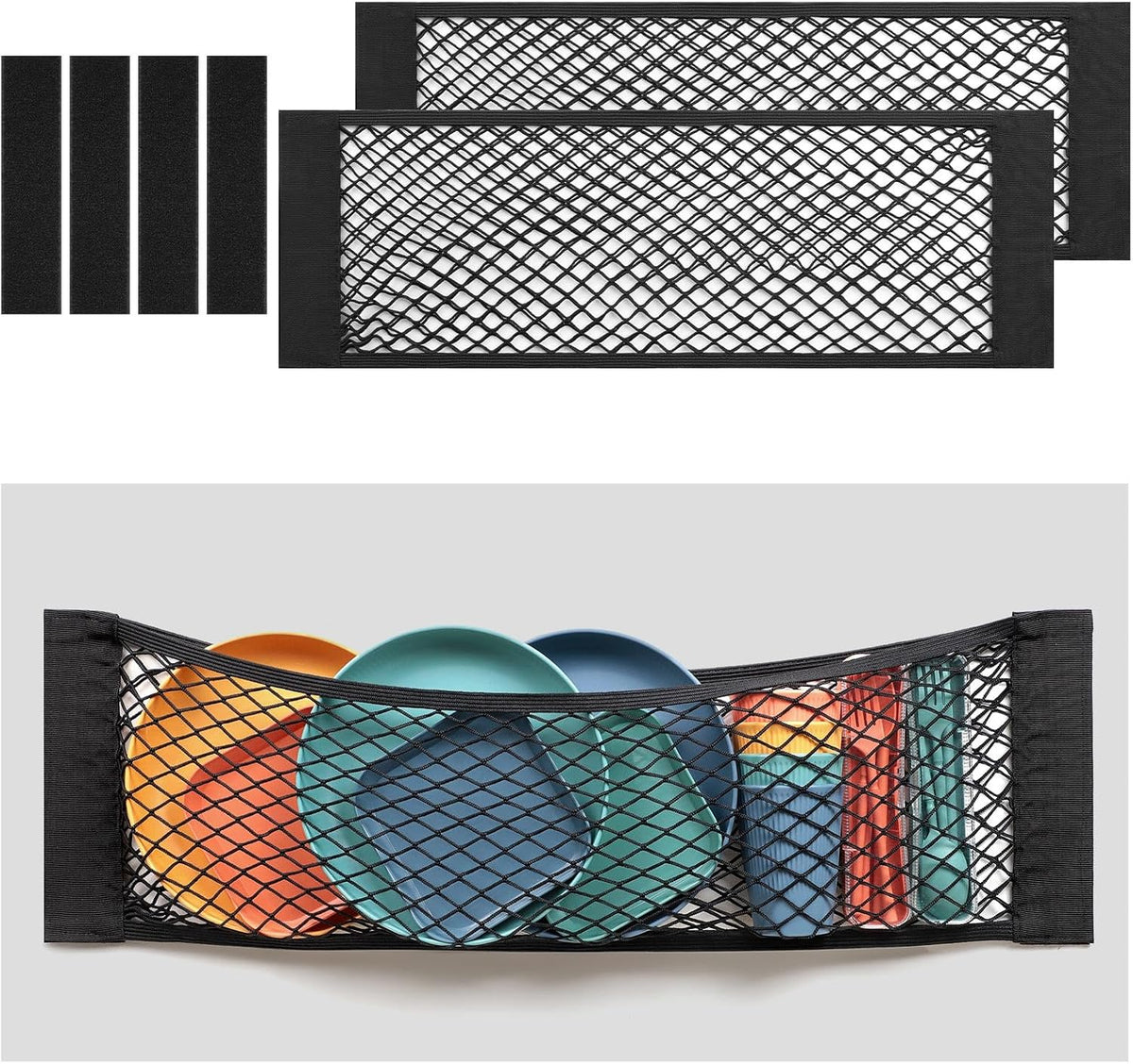 TOBWOLF Mesh Storage Pocket Bag, 2PCS 9.8'' X 31.5'' High-Elastic Organizer