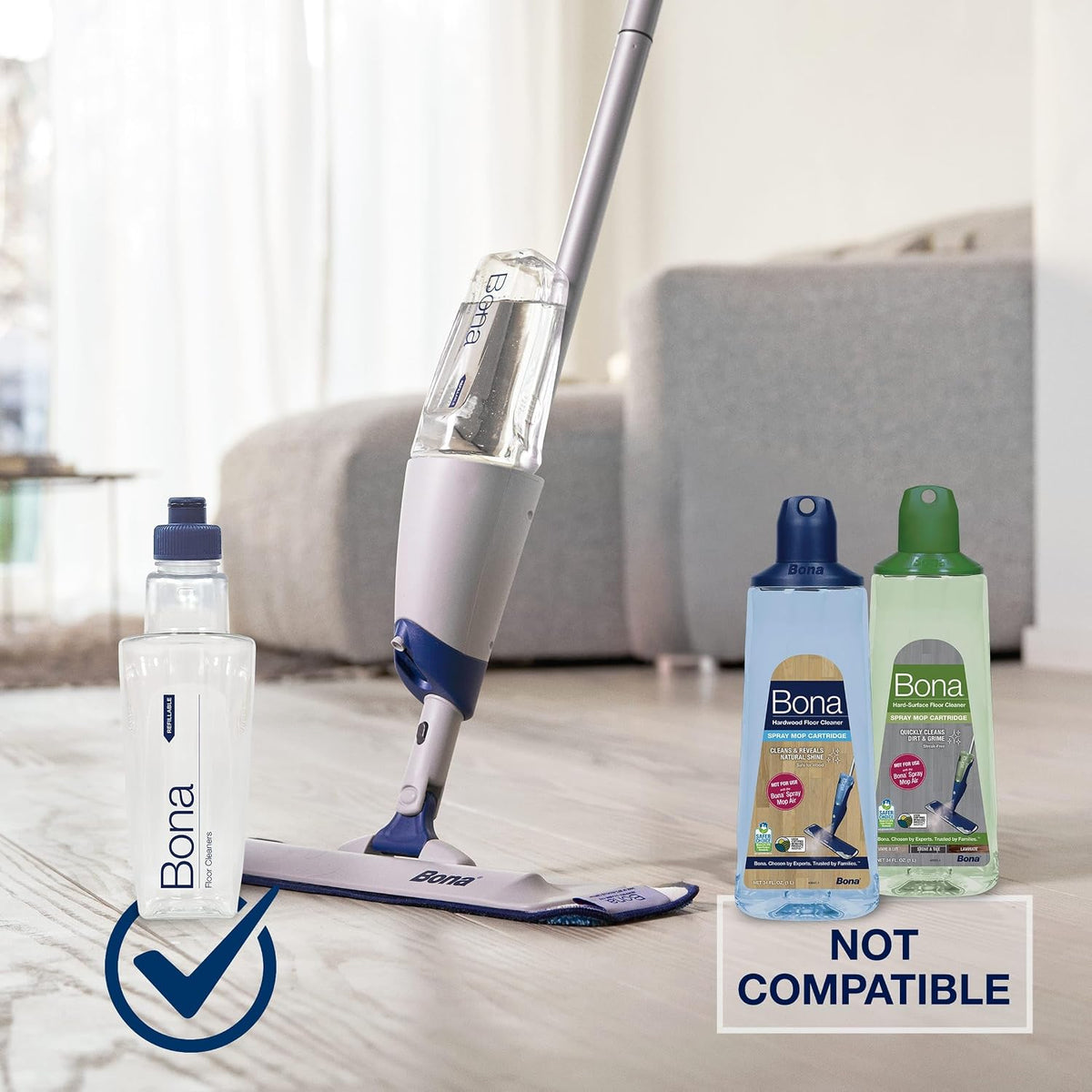 Bona Spray Mop Air - Includes Multi-Surface Floor Cleaner Concentrate and Microfiber Pad - Lemon Mint Scent - Lightweight & Compact Mop