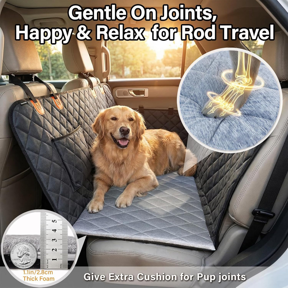 Joyblooms Dog Bed for Car Back Seat Dog Bed Cooling Dog Mat for Car Pet Mat,Gray