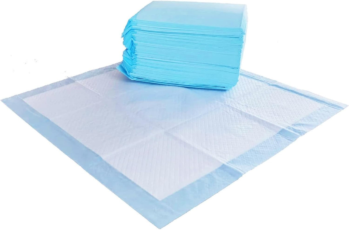 Amazon Basics Scented Dog and Puppy Potty Training Pee Pads, 5-Layer Leak-Proof Super Absorbent with Quick-Dry Surface, Regular Size 22 X 22 Inch, Blue & White, 50 Count