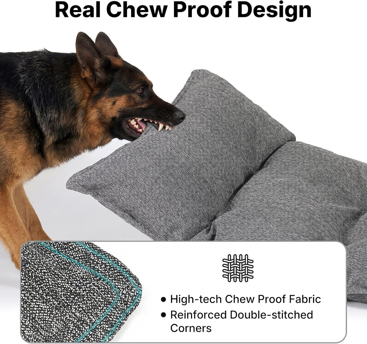 Veehoo Indestructible Dog Bed for Crate, Chew Proof Dog Crate Pad, 35"X22"