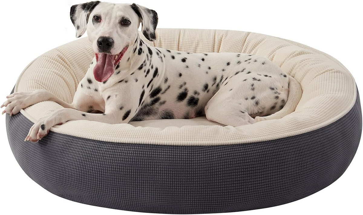 36 Inches Soft Touch Fleece Donut Dog Bed for Large Dogs,Dark Grey