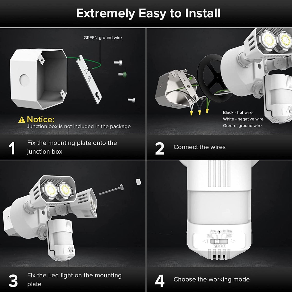 SANSI 28W 3500LM Motion Sensor Outdoor Lights, IP65 5000K (White)