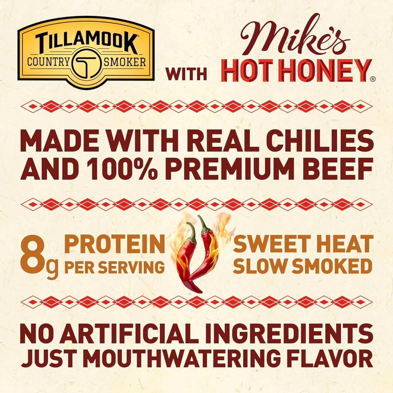 Tillamook Country Smoker 100% Premium Beef Smoked Sausage, Mike'S Hot Honey, 3.6 Ounce, Real Hardwood Smoked Sausages, Low Carb, High Protein, Ready to Eat Sweet & Spicy Snack