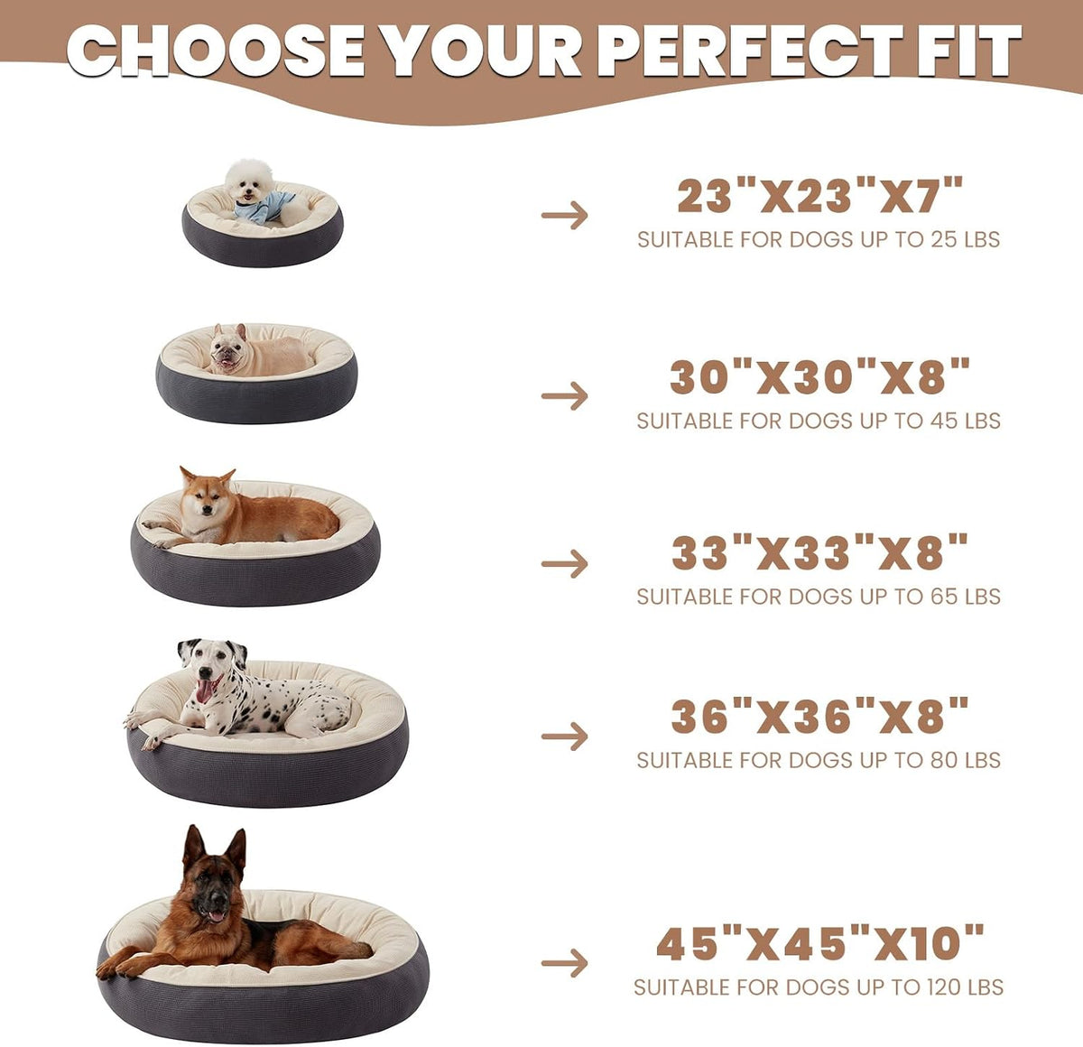 36 Inches Soft Touch Fleece Donut Dog Bed for Large Dogs,Dark Grey