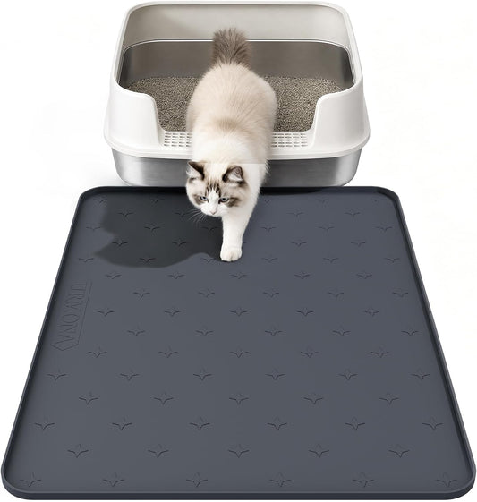 Cat Litter Mat & Dog Food Mat, 30 X 20 in Waterproof Silicone Tray