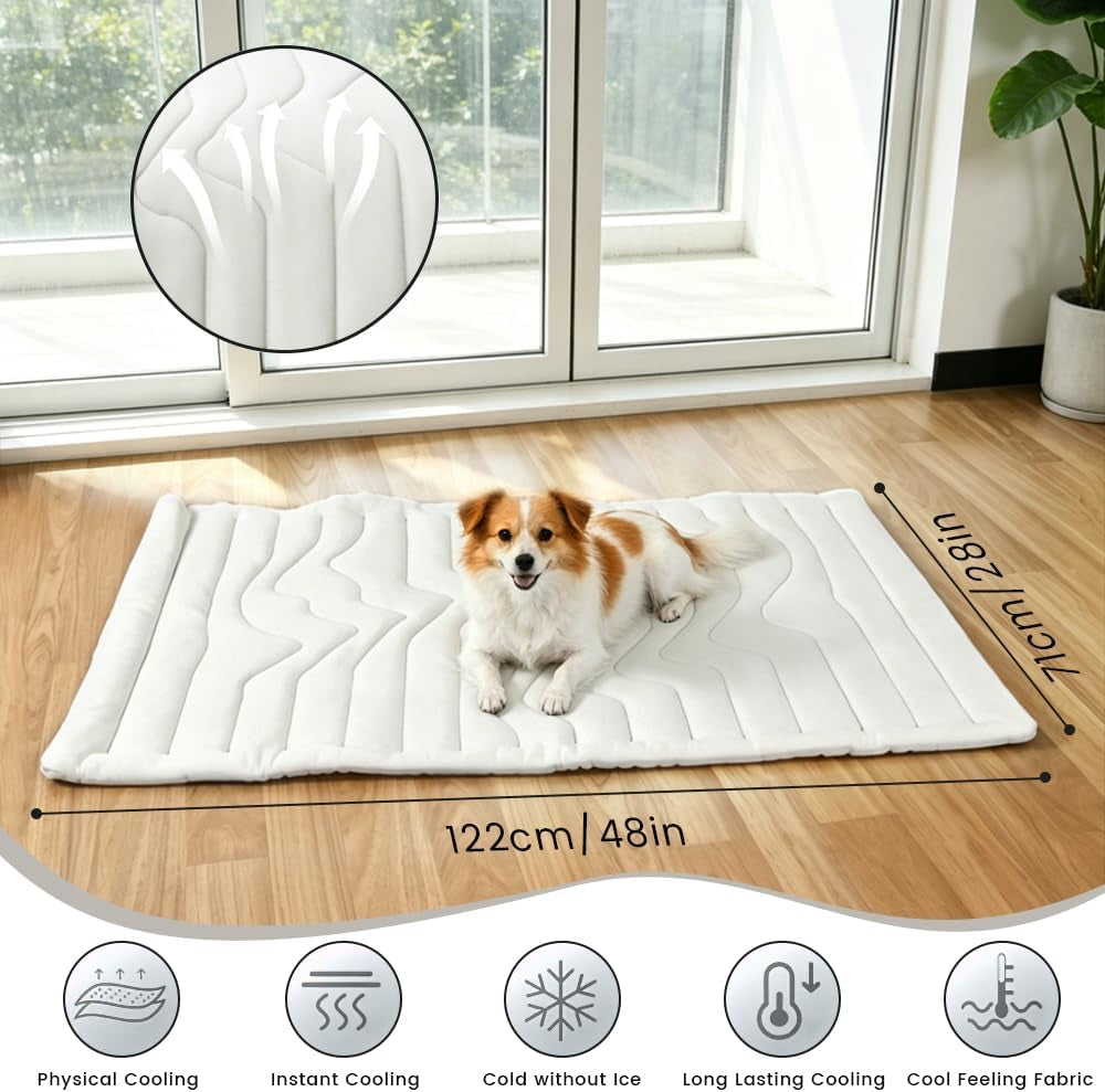Cooling Mat for Dogs Outdoor, 48”X28” Super Thick & Reversible Cooling Mat for Dogs, Double-Sided Pet Cooling Mat, Portable Washable Kennel Bed, Dog Cooling Pad for All Pets, Grey