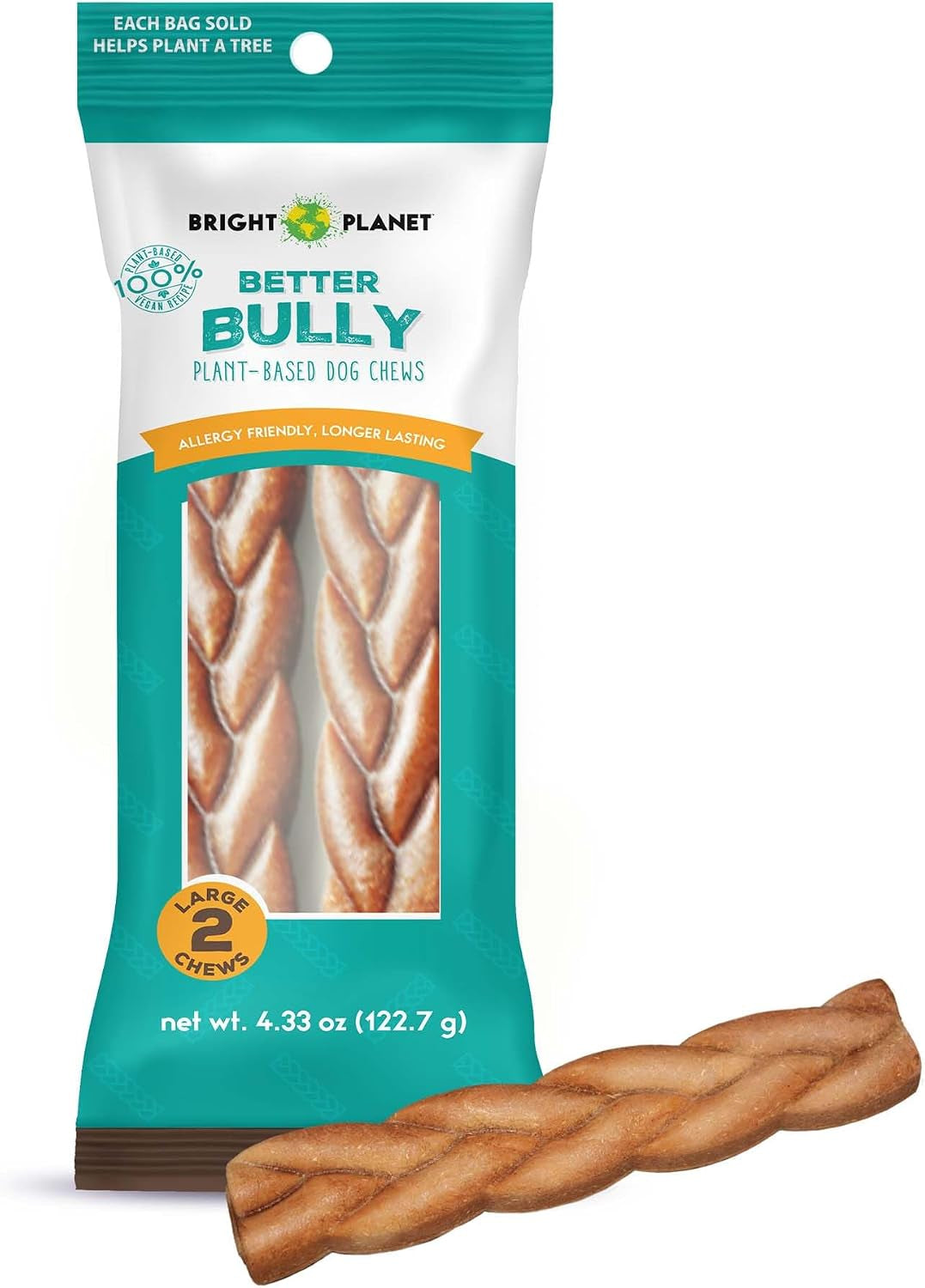 Better Bully Dog Chews, Rawhide-Free, Vegan Large, 2 Ct