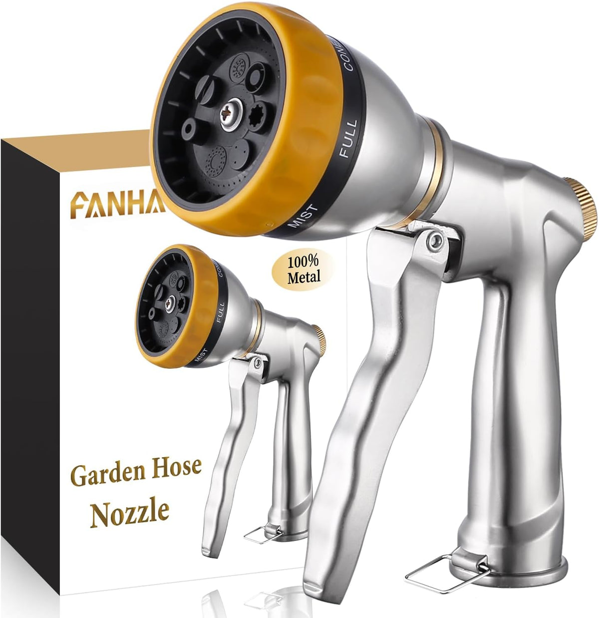 FANHAO Heavy Duty Metal Garden Hose Nozzle, High Pressure Sprayer Leakproof