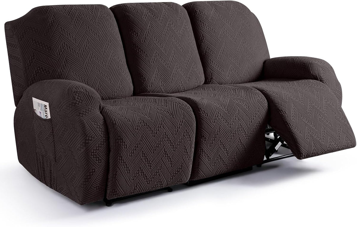 Ruaozz Recliner Couch Covers, Soft Stretch Sofa Slipcover, Chocolate