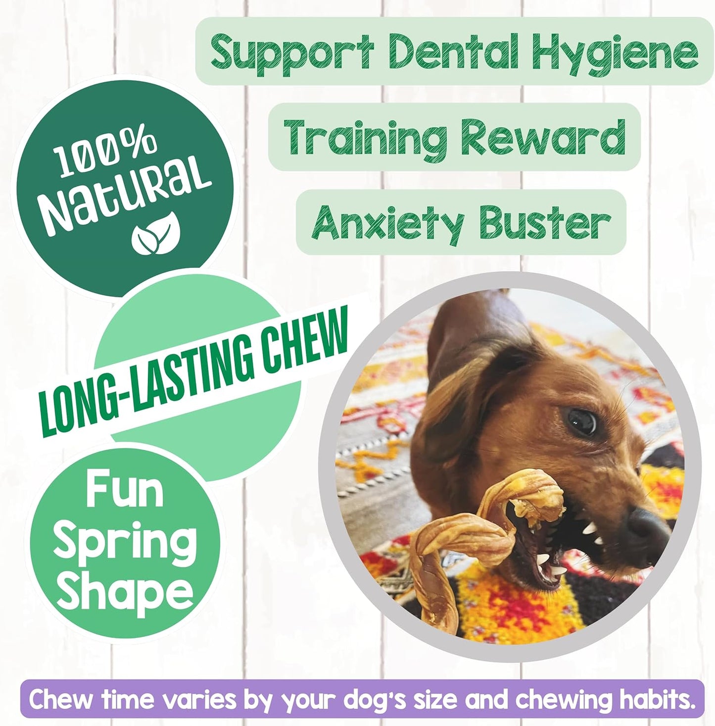 Nature Gnaws Bully Stick Springs for Dogs 7-8" (6 Count) - Long Lasting for Aggressive Chewers - Natural Curly Beef Dog Chew Bones - Rawhide Free