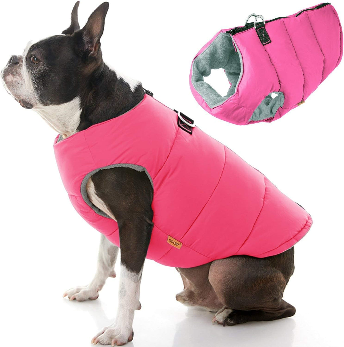 Gooby Padded Vest Dog Jacket, Solid Pink, Medium