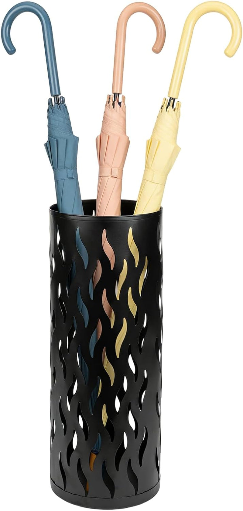 Black Umbrella Holder, Metal Umbrella Stand Holder for Entryway, 16.5 X 5.91 X 5.91 Umbrella Storage Indoor with 4 Hooks Decor for Home, Office