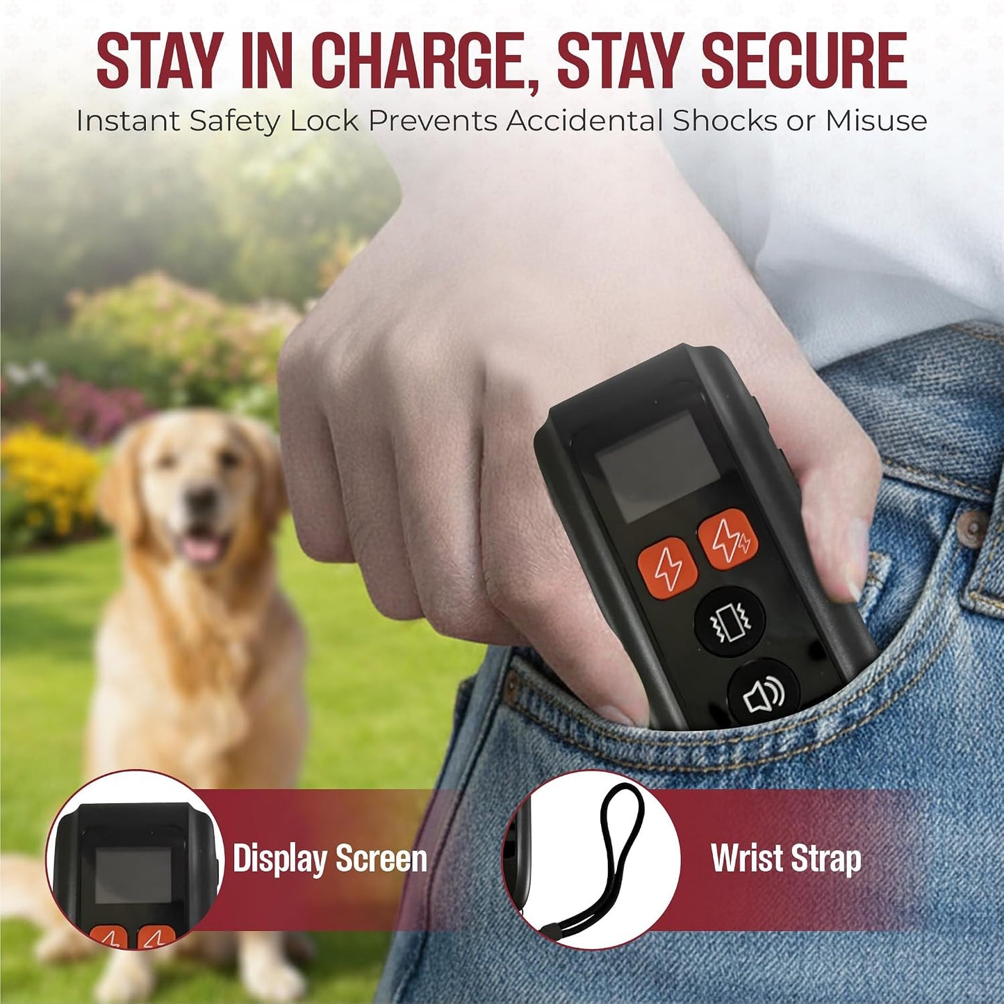 Dog Training Collar with Remote – Beep & Vibration Modes – Adjustable Levels, Waterproof Receiver, Rechargeable Training Collar for Small, Medium & Large Dogs – up to 1000-3300FT of Range