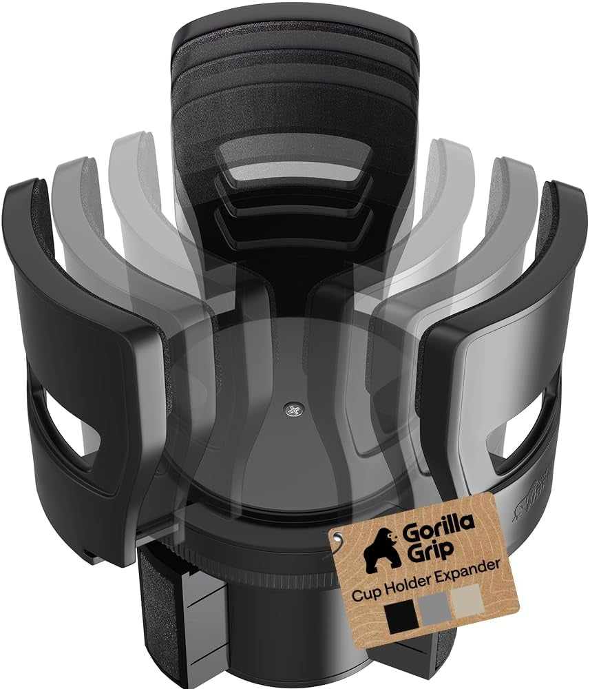 GORILLA GRIP Patent Pending Adjustable Car Cup Holder Expander, Black