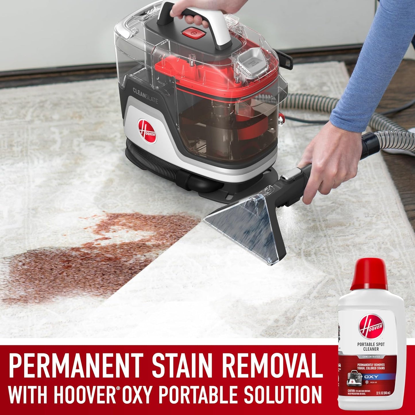 Hoover Cleanslate plus Portable Carpet + Upholstery Spot Cleaner Machine, Powerful Suction with Versatile Tools, Pet Stain Remover, Car and Auto Detailer, Pair with Hoover Carpet Cleaner Solution
