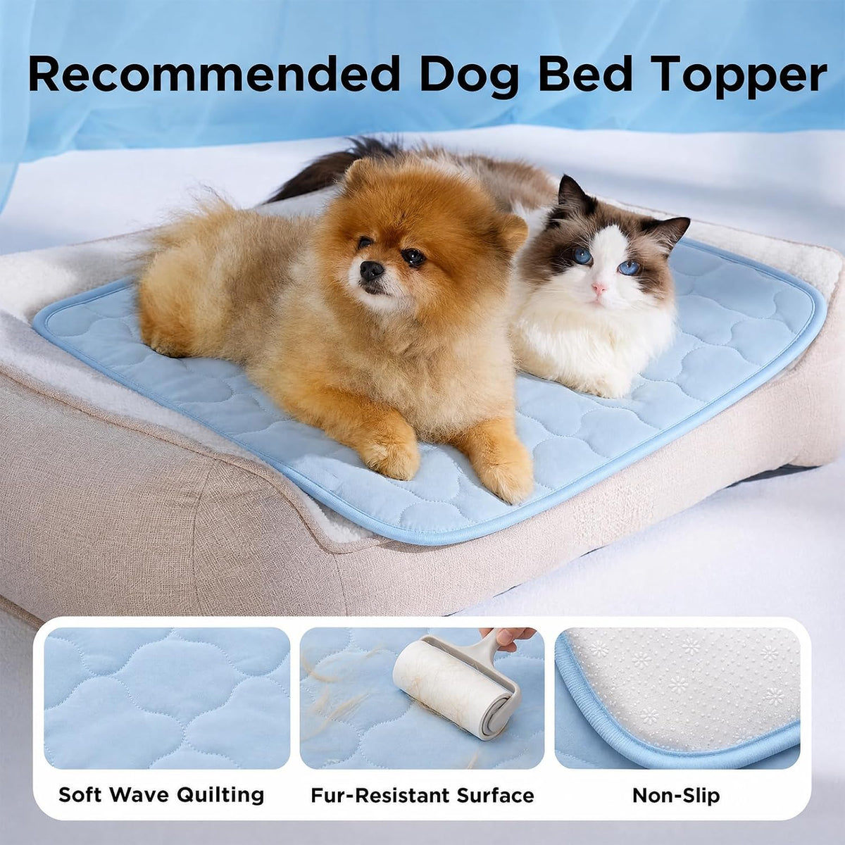 Pet Cooling Mat for Dogs, Breathable & Washable Cold Pad for Large Dogs, Thin & Portable Dog Bed for Crate Kennel Car Sofa Floor, Q-Max>0.4 Indoor Outdoor Summer Use, 36X24, Blue