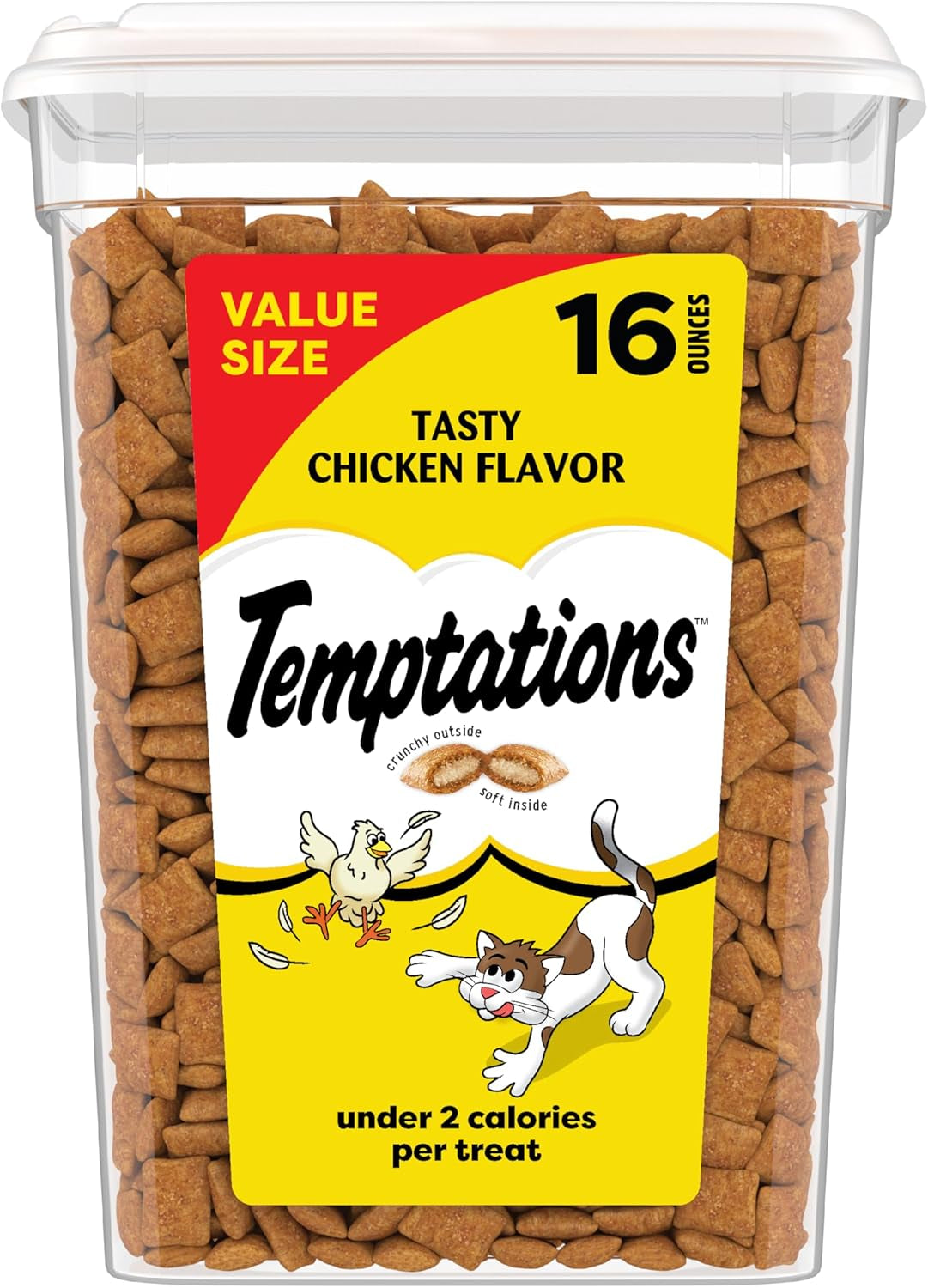 Temptations Cat Treats Classic Crunchy and Soft Cat Treats, Tasty Chicken Flavor, 16 Oz. Tub