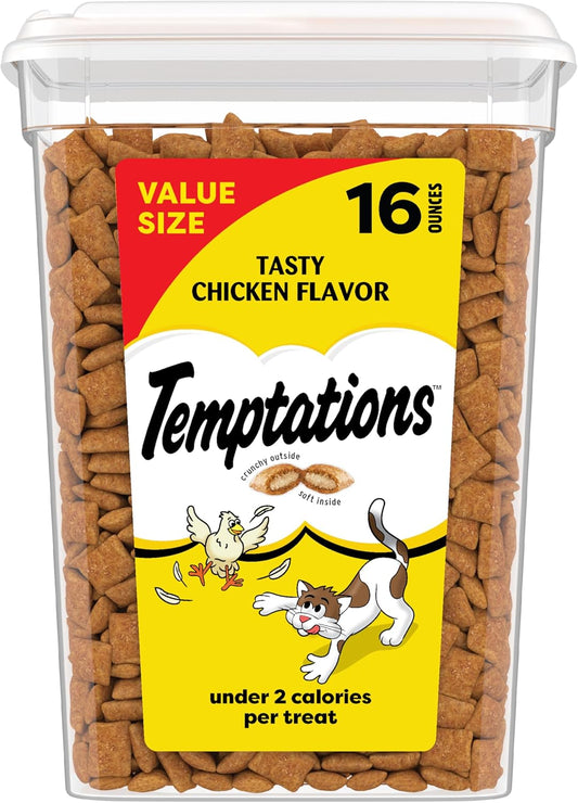 Temptations Cat Treats Classic Crunchy and Soft Cat Treats, Tasty Chicken Flavor, 16 Oz. Tub