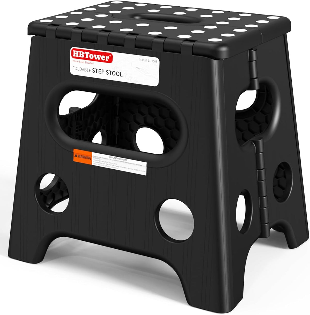 Hbtower 13 Inch Folding Step Stool, 450LBS Capacity with Safety Lock, Black