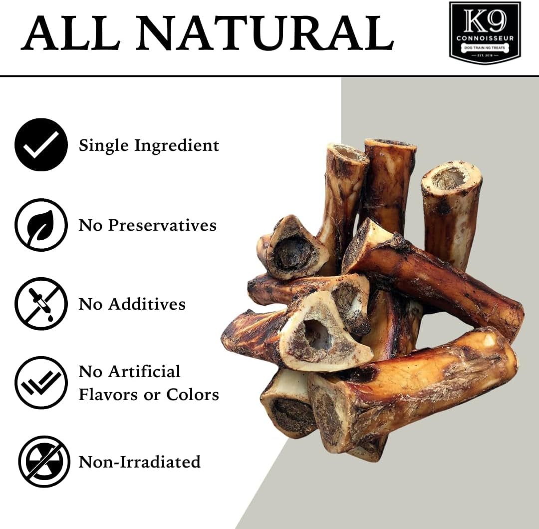 K9 Connoisseur Beef Marrow Large Dog Bones Long Lasting for Aggressive Chewers - USA Made Single Ingredient Champ Bones for Large Dogs over 50 Pounds - 10 Pack
