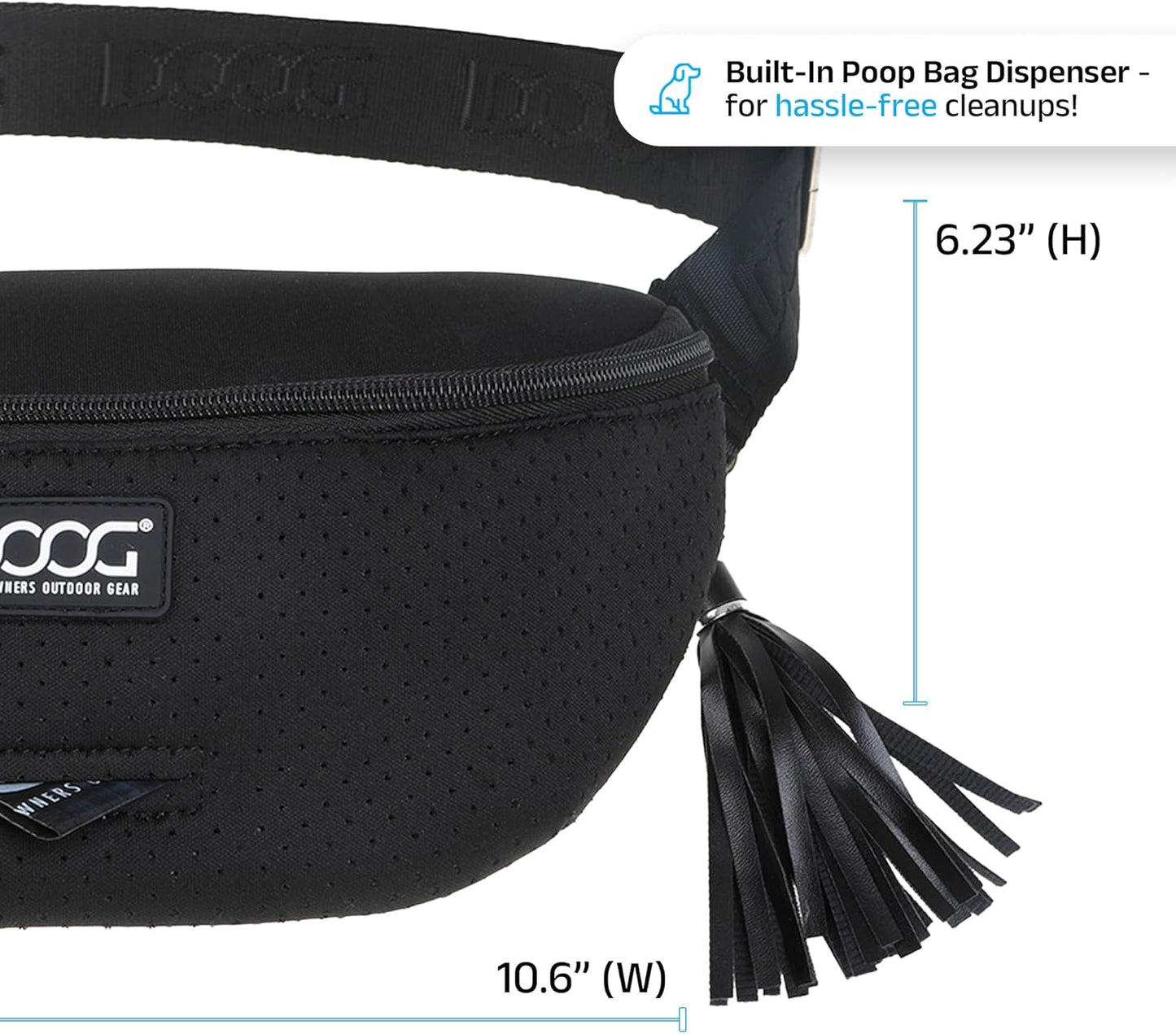 DOOG Neosport Dog Walking Fanny Pack - Waterproof Treat Pouch & Waste Bag Holder - Hands-Free Belt Bag for Training, Hiking & Outdoor Adventures - Black