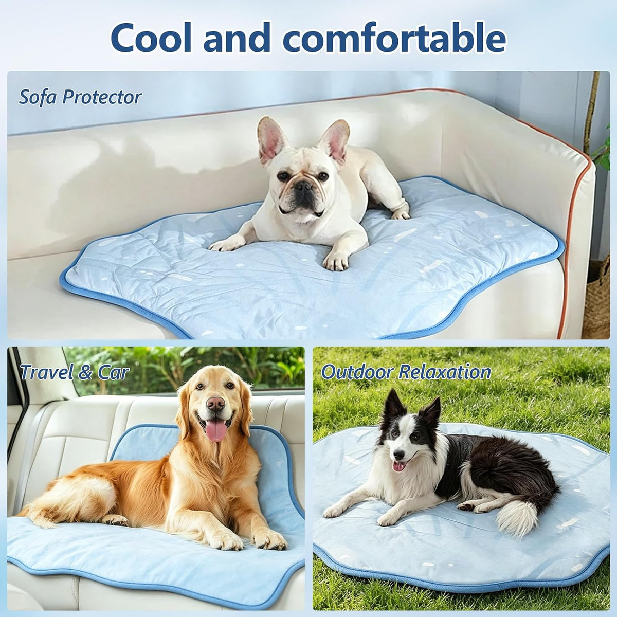 RIOGOO Dog Cooling Mat,Washable Cool Mat for Dogs,Self Cooling Pads for Dogs Cats,Cool Fabric & Internal Cooling Pad (Large, Seashell Style)