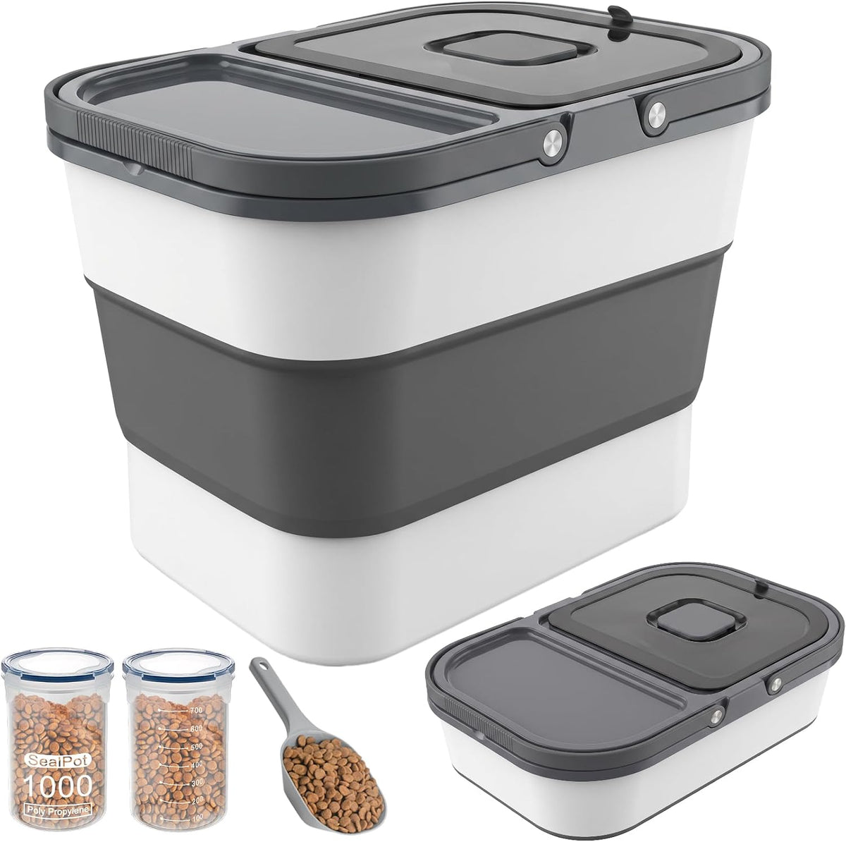HOYTAMDAR 35Lbs Collapsible Dog Food Storage Container,Rolling Wheels