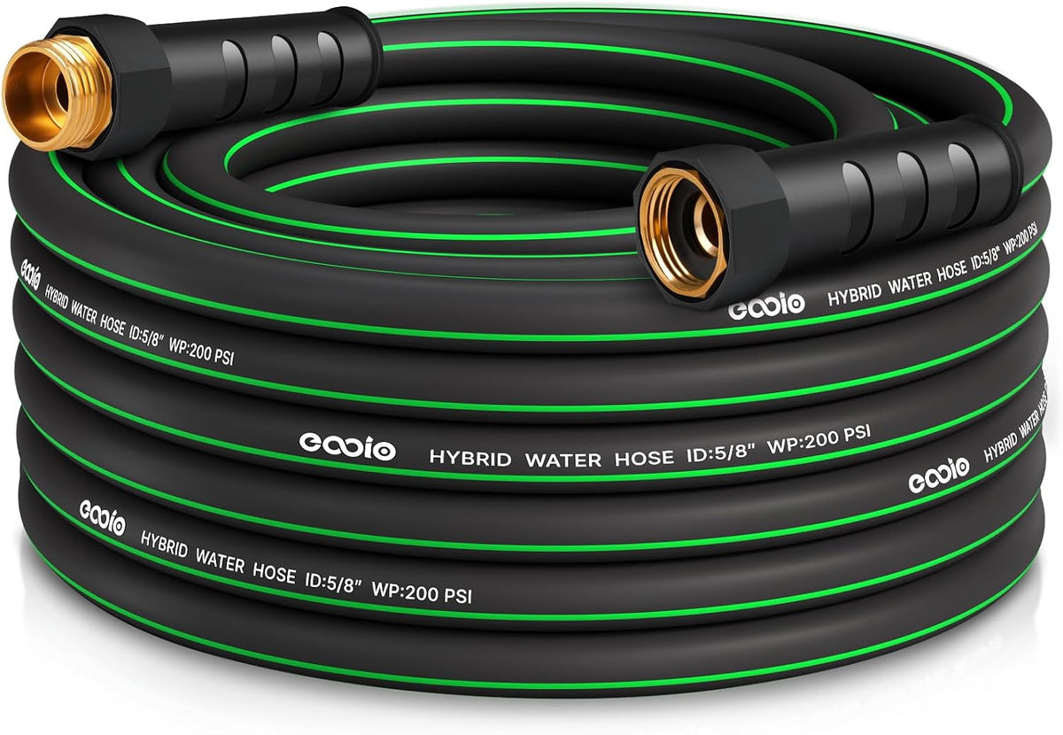 Heavy Duty Garden Hose 25Ft, NON-EXPANDABLE Flexible Water Hose, Kink Resistant Lightweight Hybrid Hose, Leakproof Hose Male to Female Fittings