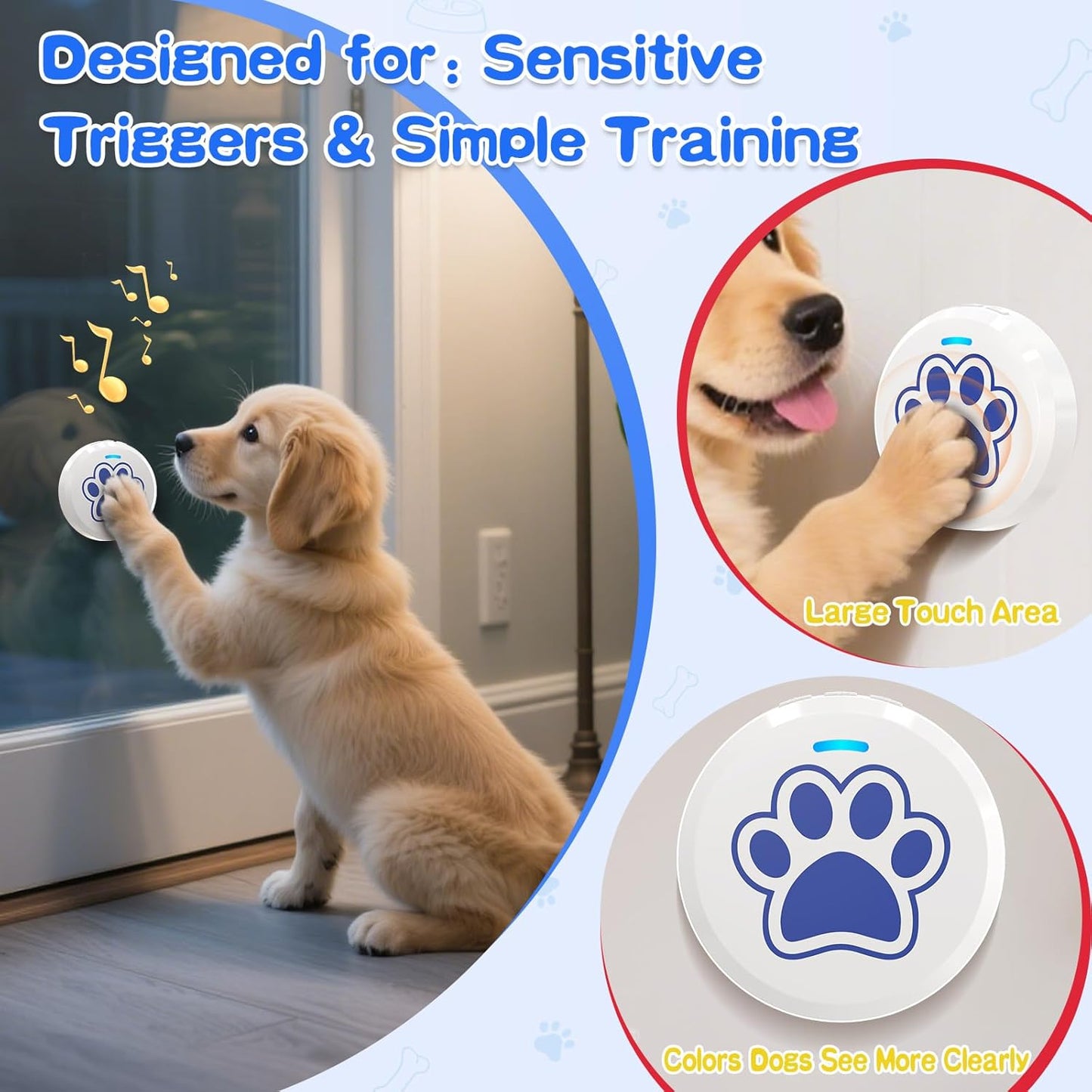 Chunhee Dog Training Bells for Door - Dog Door Bell for with 36 Custom Sounds | Dog Bell for Door Potty Training | Chew-Proof & Adjustable Volume (0-115Db) | Teach Puppies to Signal to Go Outside