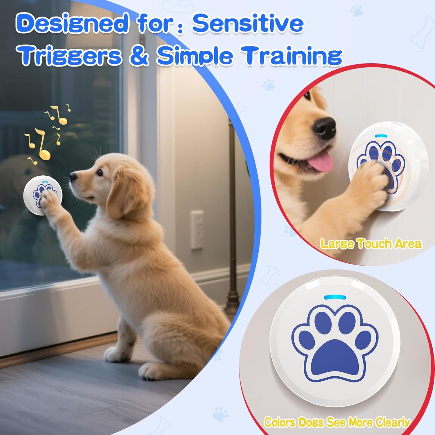 Chunhee Dog Training Bells for Door - Dog Door Bell for with 36 Custom Sounds | Dog Bell for Door Potty Training | Chew-Proof & Adjustable Volume (0-115Db) | Teach Puppies to Signal to Go Outside